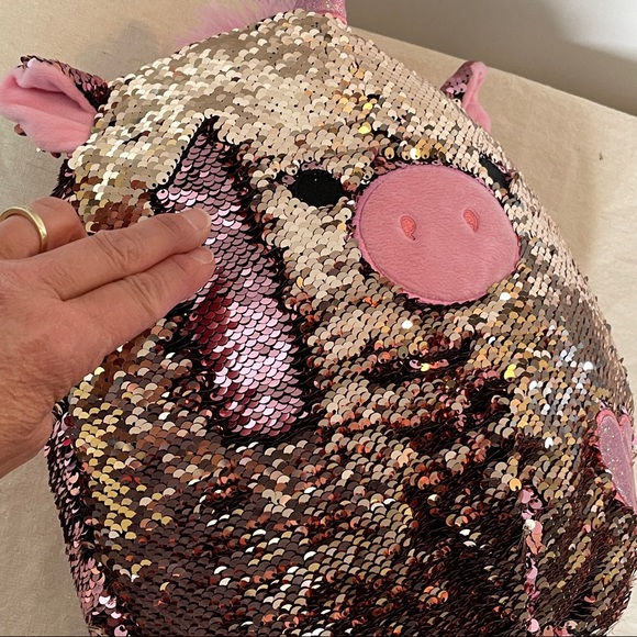 Squishmallow Unicorn Pig Sequins Reversible 12" Pink Plush Toy Animal - Picture 3 of 12